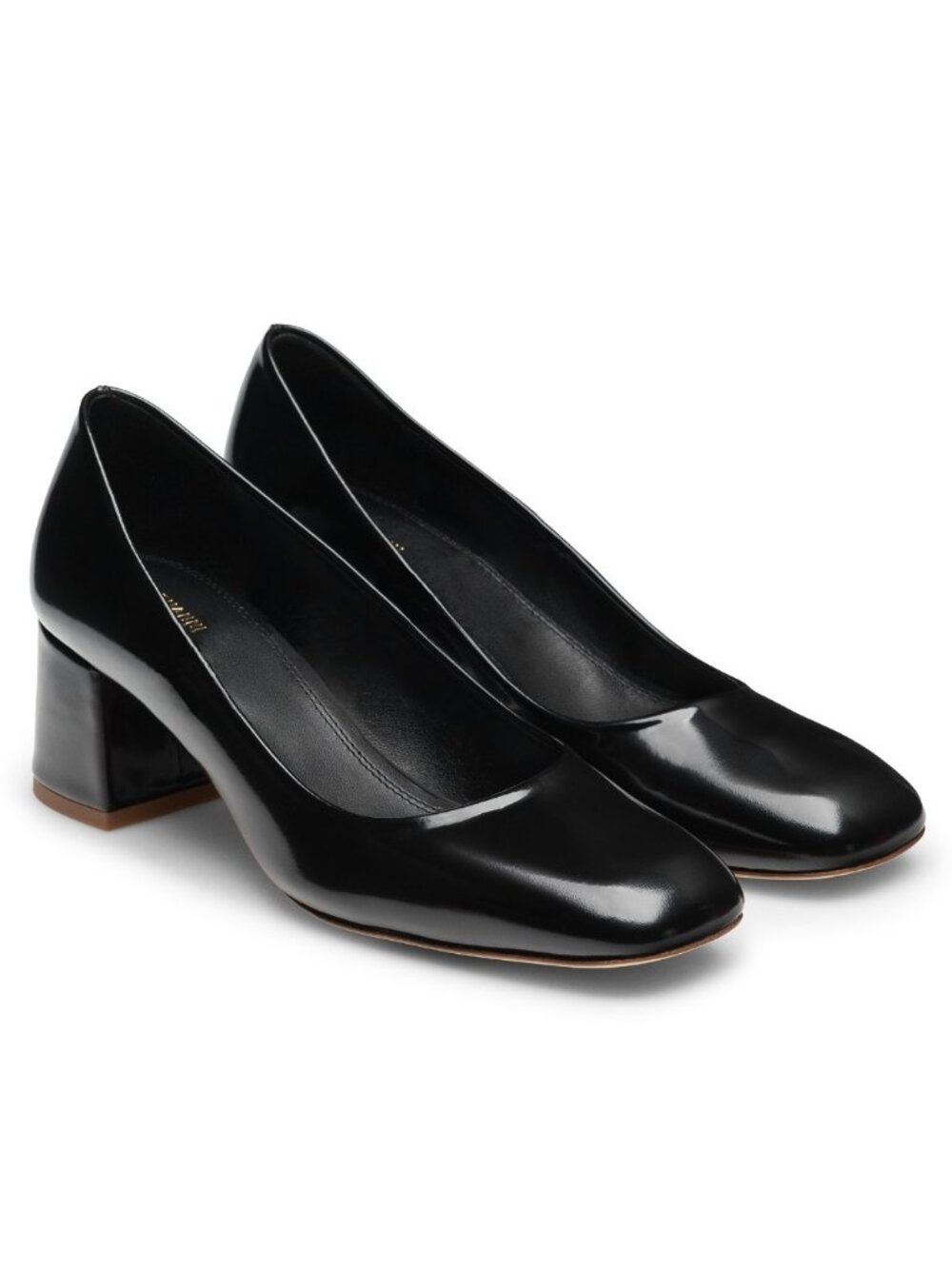 $500 MAGNANNI Stasia Mid Black Leather Square Toe BLOCK Pumps 11 US (PD3)